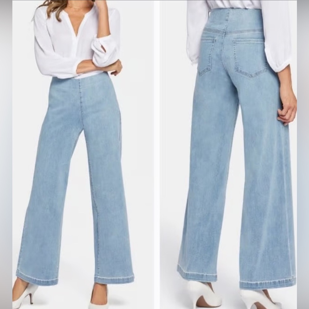 NYDJ Sculpt Her Denim Teresa Wide Leg Jean S Lightwash Pull On Lift Tuck Contour